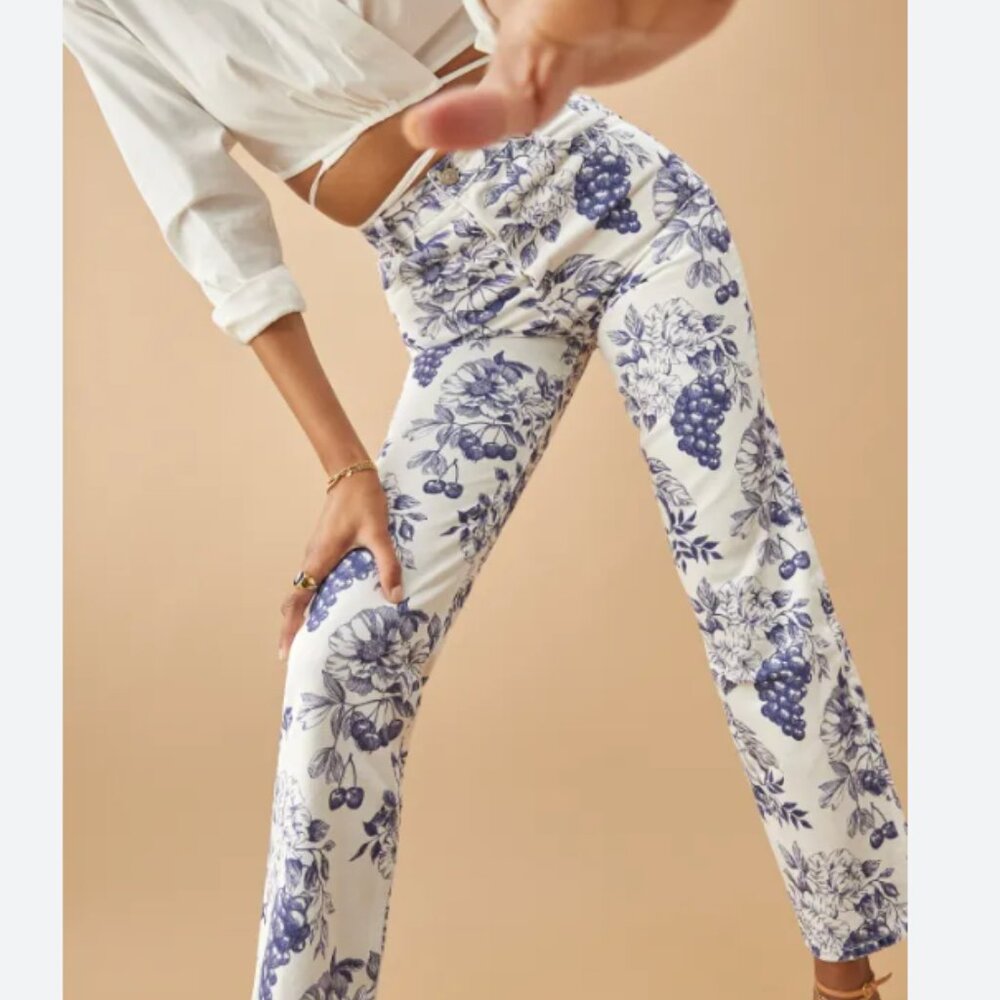 NWT Reformation cynthia toile high rise straight jeans in monaco